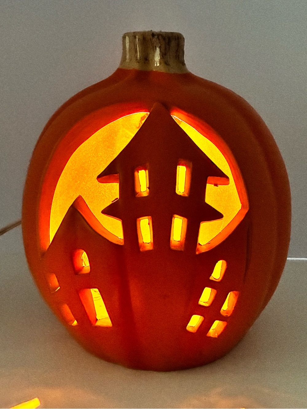 Lighted Blow Mold Pumpkin Jack-O-Lantern Haunted House 10”